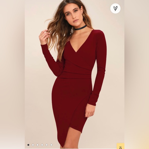 Lulus Love Me Completely Dark Red Long Sleeve Bodycon Dress- XS - Picture 1 of 8
